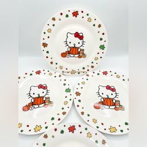 Halloween Sanrio Hello Kitty Fall Theme 11-Inch Large Ceramic Dinner Plates, 4
